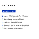 Arovana product description with key benefits on a white background