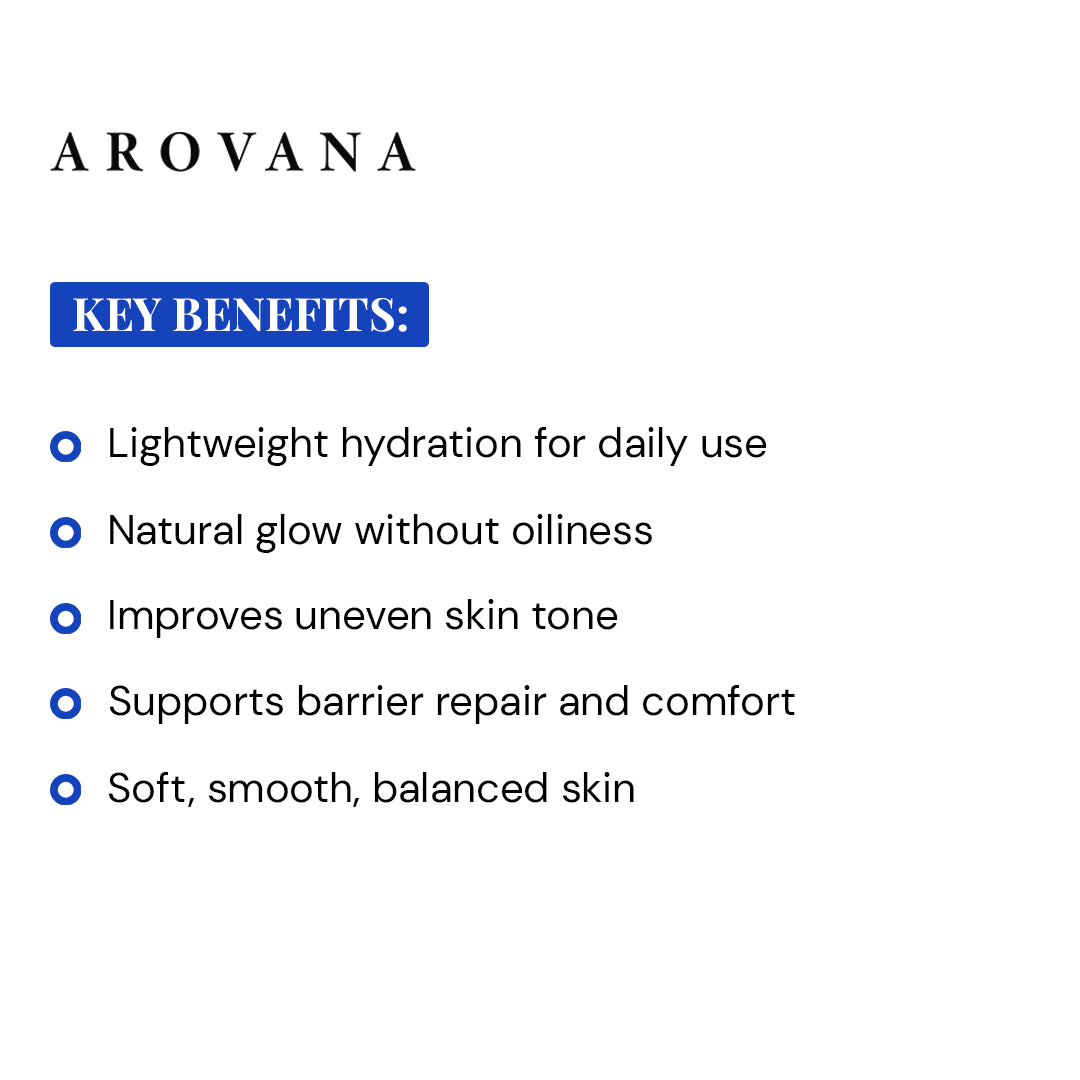 Arovana product description with key benefits on a white background