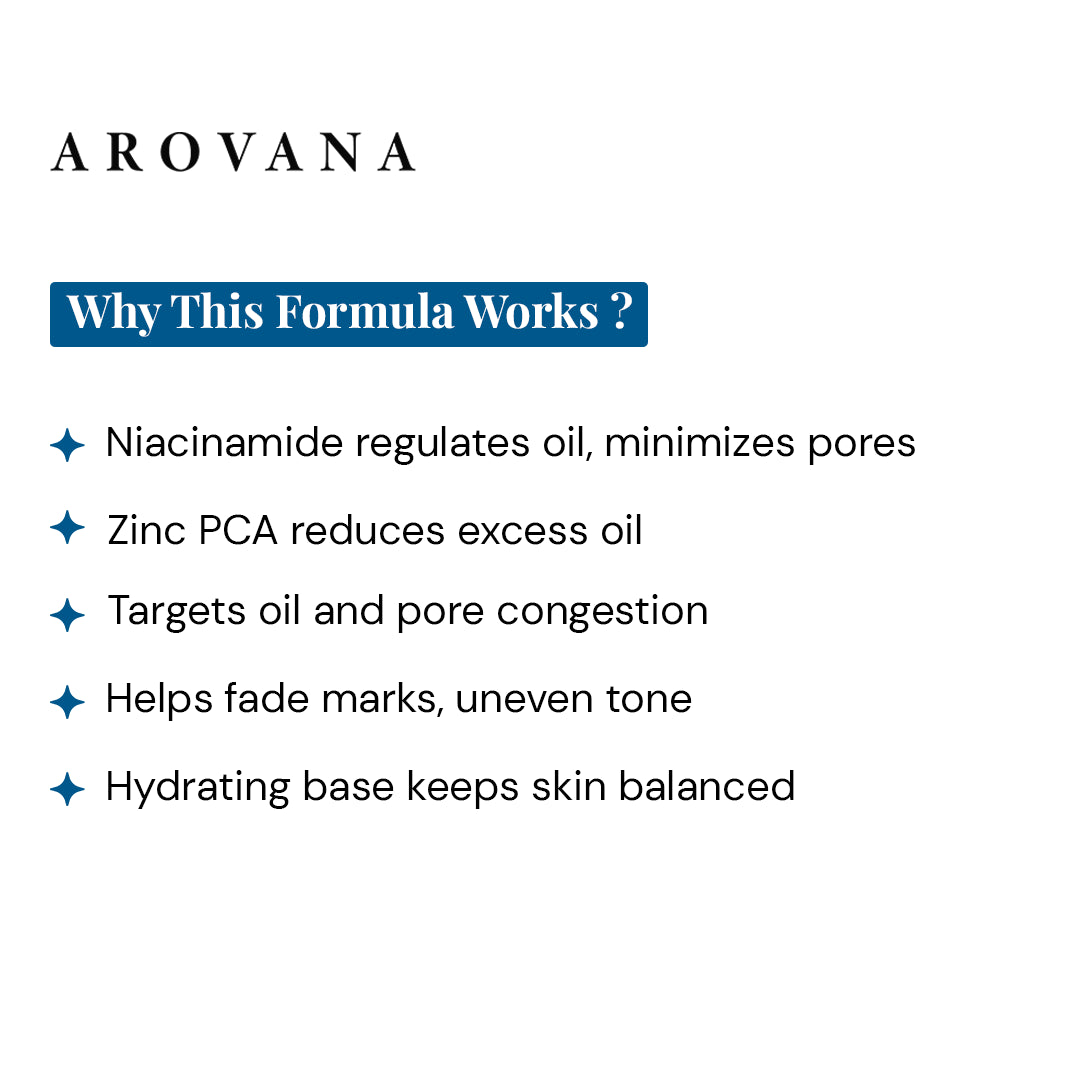 Arovana skincare product description highlighting formula benefits on a white background