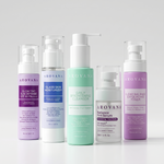 Set of Arovana skincare products on a white background
